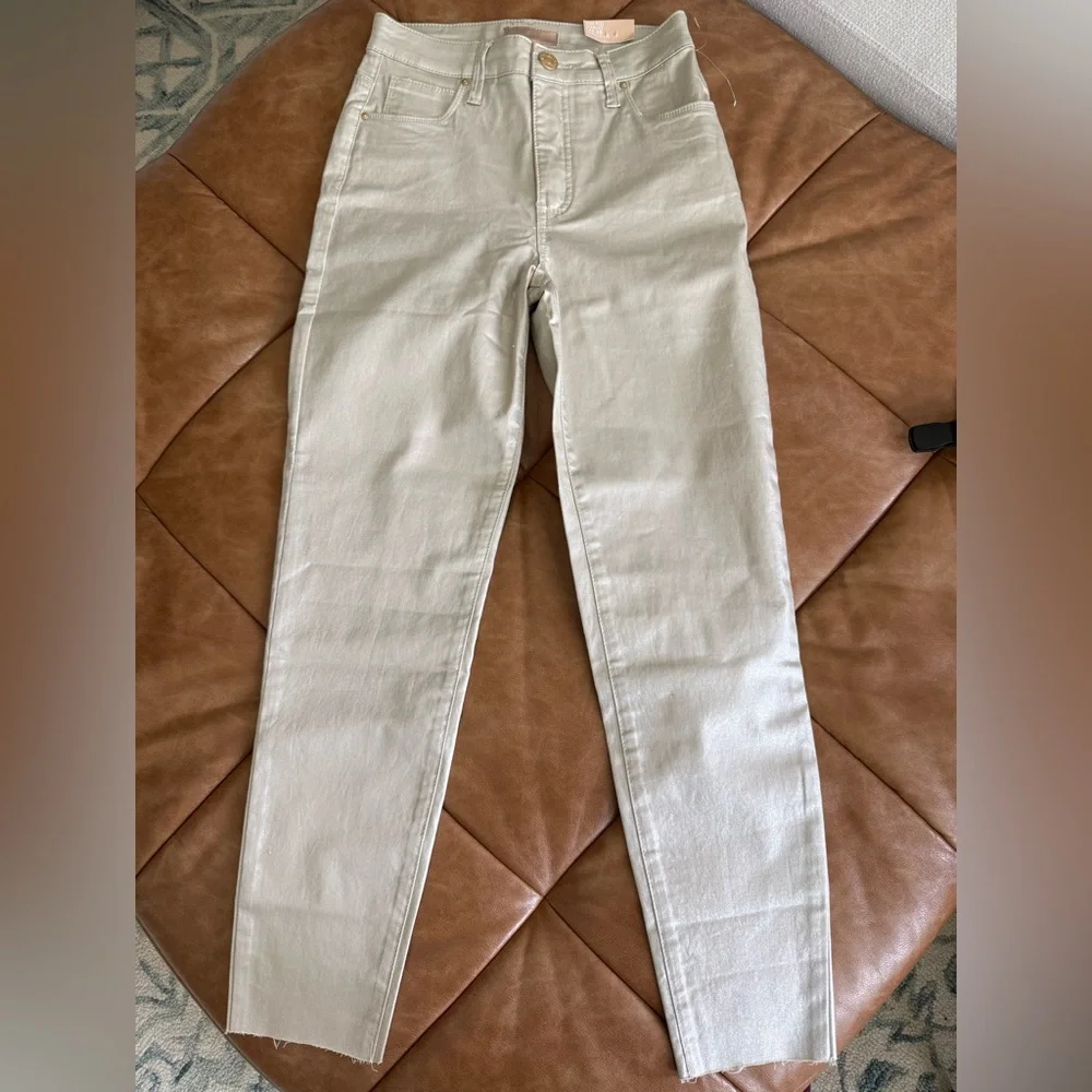 Kut from the Kloth Charlize Metallic Coated High Rise Cigarette Leg Pants - Picture 2 of 9